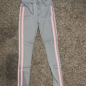 zipper skinny jean with chain